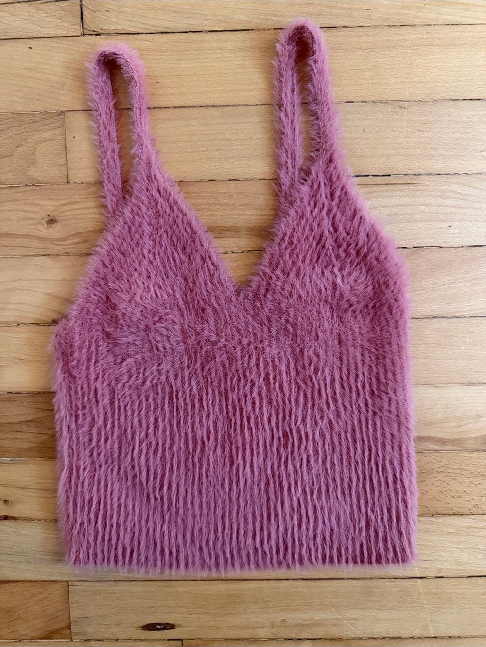 Lush Dusty Pink Fuzzy V-Neck Camisole